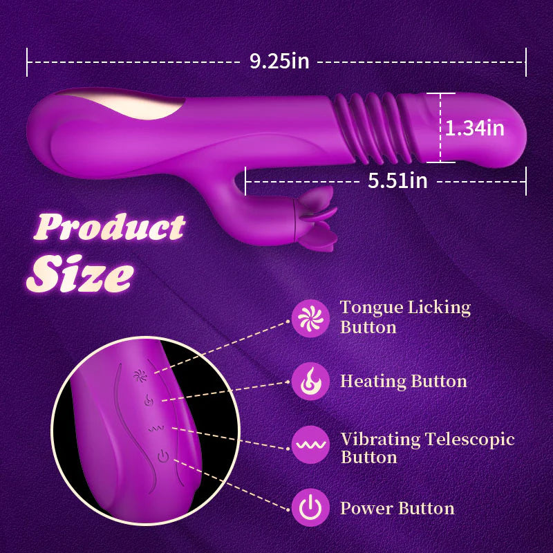 Aiya - 7 Rotating 3 Vibration Telescopic Heating Vibrator for Clitoral and G-spot Stimulation