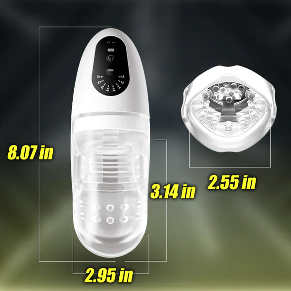 Mimao - Clamping Vibrating White Handle Clear Liner Masturbator