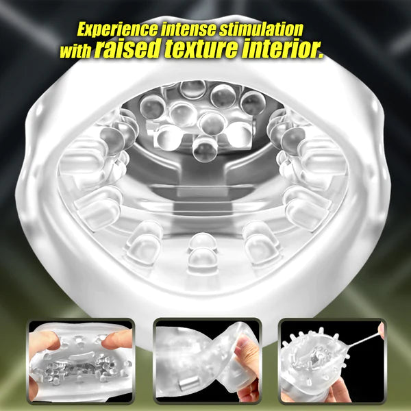 Mimao - Clamping Vibrating White Handle Clear Liner Masturbator