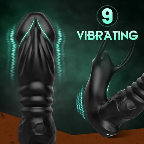 App Control 9 Vibrating Thrusting Dual Ring Dildo Shaped Prostate Massager