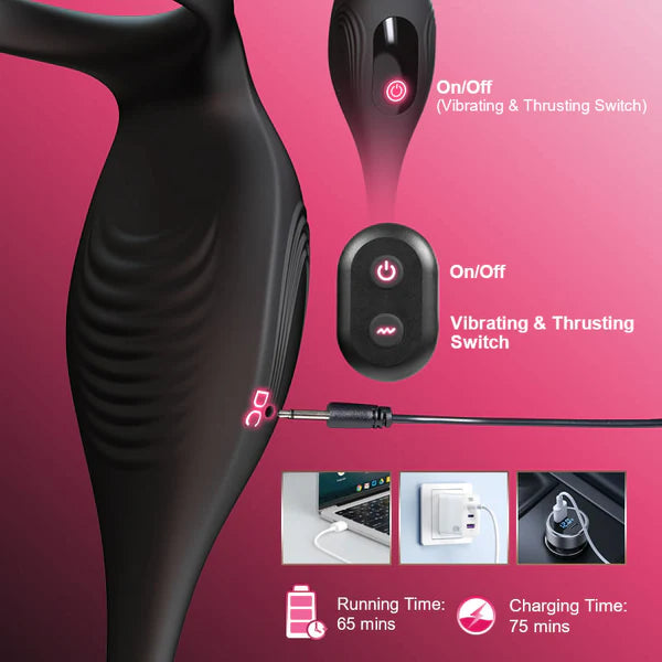 Thrusting & Vibrating Prostate Massager with Cock Ring