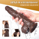 Black Warrior 8.7-Inch Remote Control 3-Speed 9-Frequency 3 functions Dildo in Dark Brown