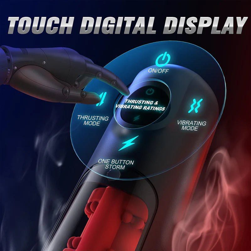 2023 New 8 Vibrating and Thrusting Modes Male Masturbators with LCD Display