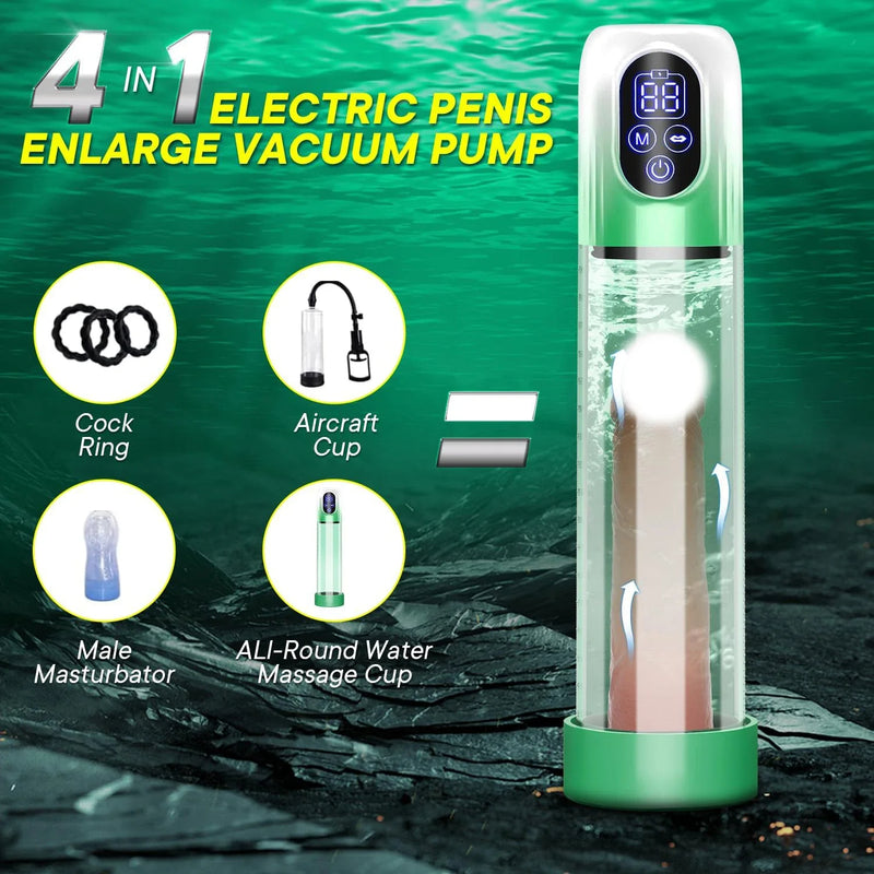 3-in-1: Powerful Penis Pump and Masturbation with 4 Training Pressures & 5 Suction Modes