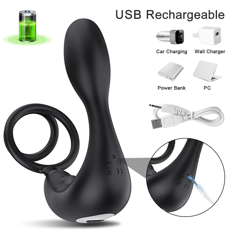 APP Control Thrusting Vibrating Prostate Massager Cock Ring with Rasied Dots