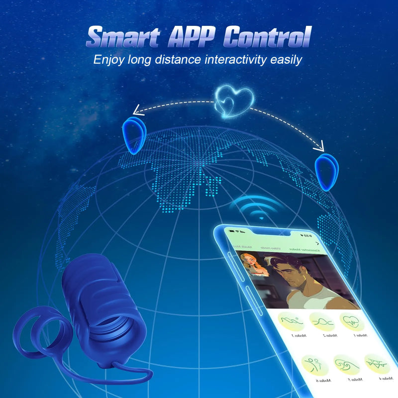 Glnas Trainer App Control 9 Vibrating Pulsing Dual Penis Ring