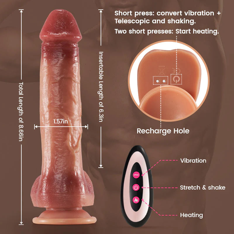 MASK Bloodshot 9 Vibrating 3 Thrusting Swinging Heating Lifelike Dildo 8.66 Inch