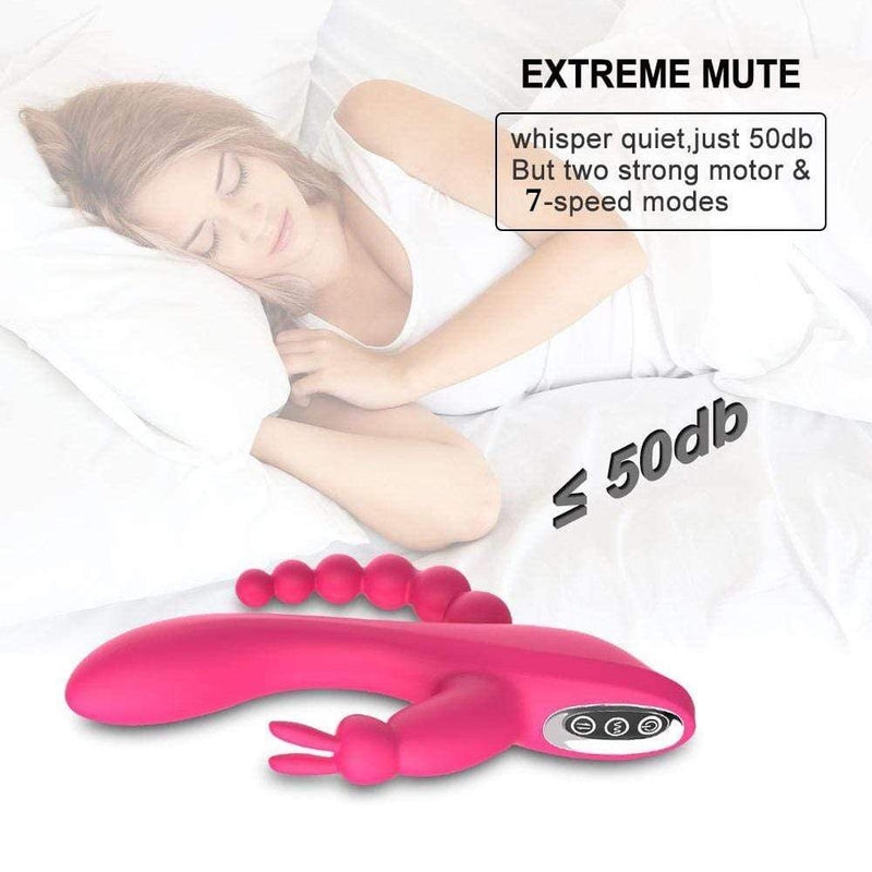 3-in-1 7 Vibrating Modes Rabbit G-Spot Stimulator Anal Dildo Vibrator - Lusty Time