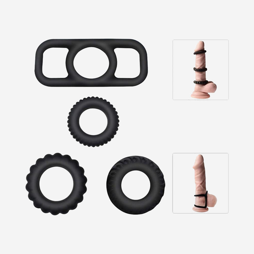 1.1-Inch Stamina Trainer Erection Enhancer 4 Separated Penis Ring - Lusty Time
