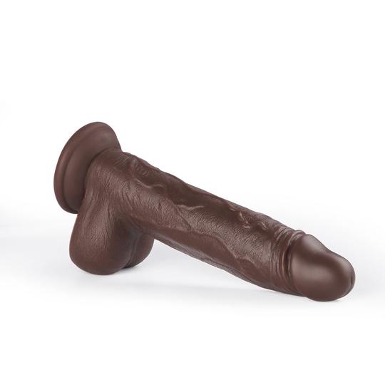 8.7-Inch Remote Control 3-Speed 9-Frequency 3 functions Dildo in Dark Brown - Lusty Time