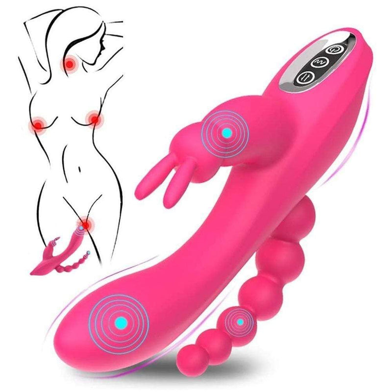 3-in-1 7 Vibrating Modes Rabbit G-Spot Stimulator Anal Dildo Vibrator - Lusty Time