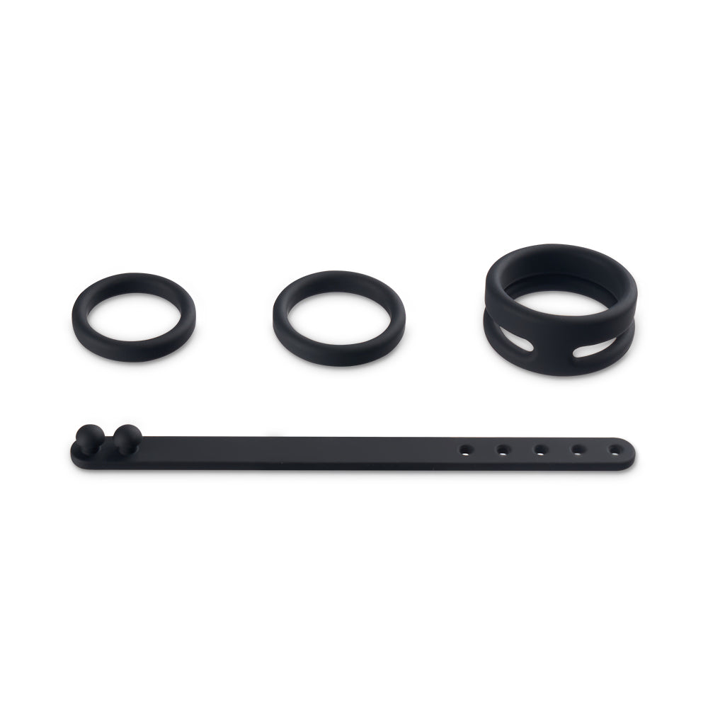 S-HANDE Magician Kit Adjustable 4 Full Range Silicone Cock Ring Set - Lusty Time