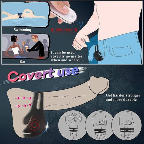 1.29-Inch 9-Speed Vibrating Penis Ring with Testicles Teaser - Lusty Time