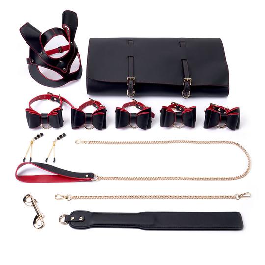 Catwoman Mask Bow-knot SM 6-Piece Bed Restraints Suit Set - Lusty Time