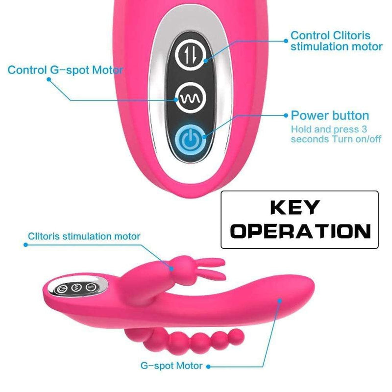 3-in-1 7 Vibrating Modes Rabbit G-Spot Stimulator Anal Dildo Vibrator - Lusty Time