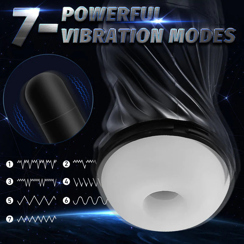 Black Cyclone 5 Vacunm Sucking 7 Vibration Modes Automatic Male Masturbation Cup - Lusty Time