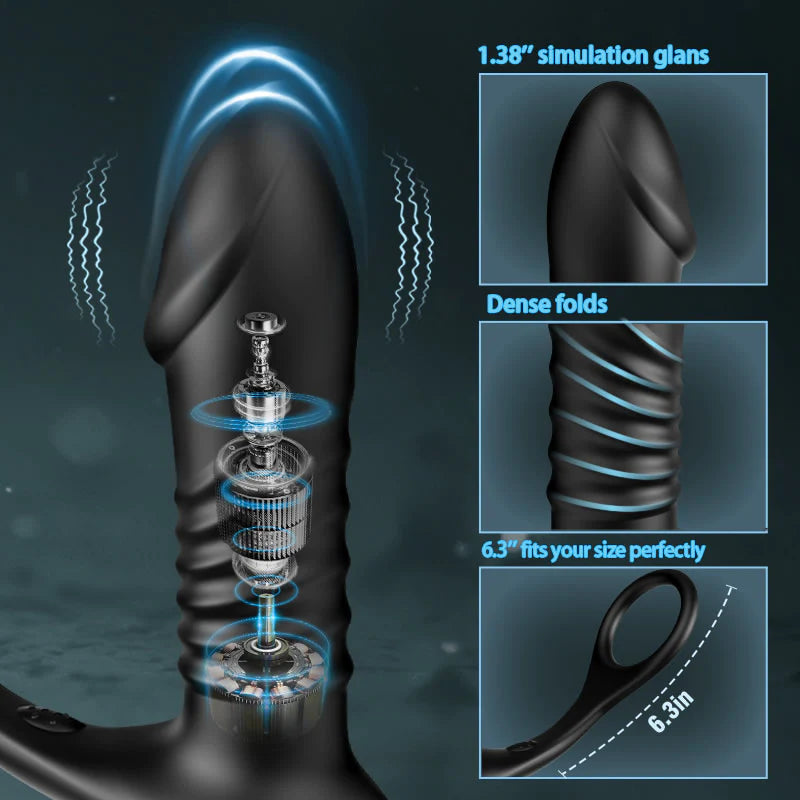 10 Thrilling Vibration 3 Thrusting Silicone Remote Control Cock Ring Anal Vibrator - Lusty Time