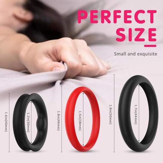 S-HANDE 1.5-Inch Premium Stretchy Longer Harder Stronger Erection Cock Ring Set - Lusty Time