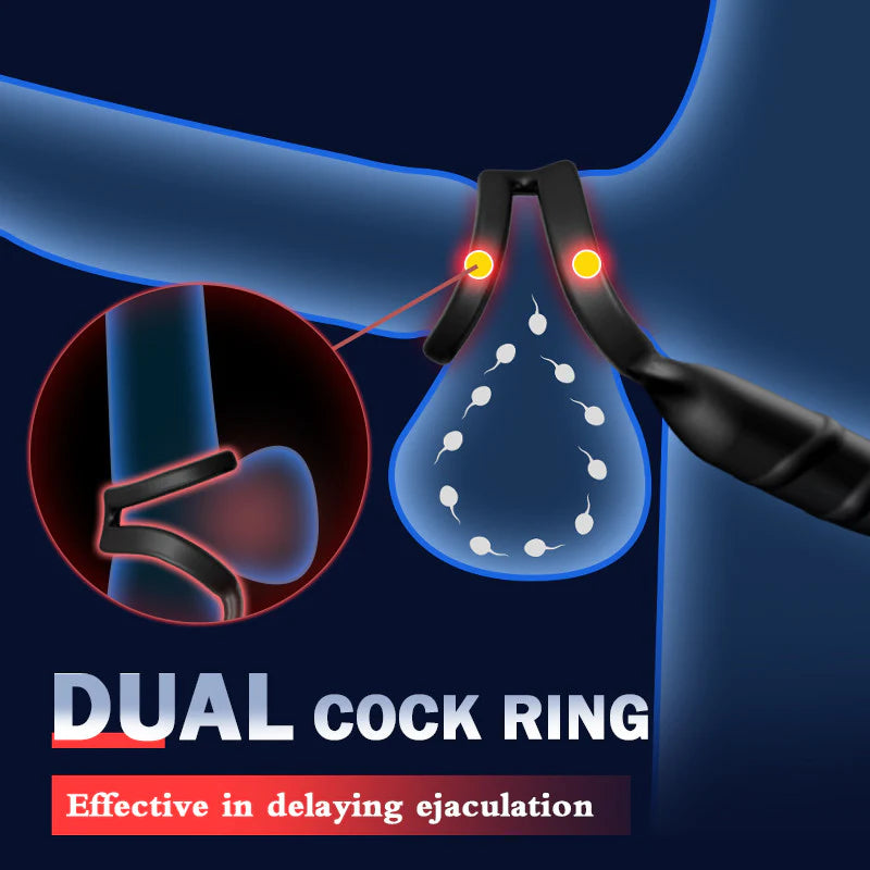 Lustytime 2 In 1 8 Thrusting 8 Vibration Cock Ring Anal Vibrator - Lusty Time