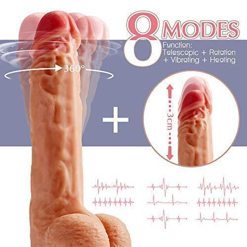 8.5-Inch 8 Mode Vibrating Thrusting Rotating Heating Remote Control Realistic Dildo - Lusty Time