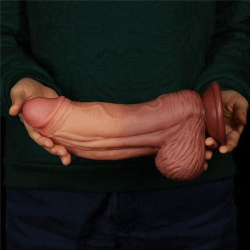 10 INCH DUAL-LAYERED SILICONE NATURE HUGE DILDO - Lusty Time