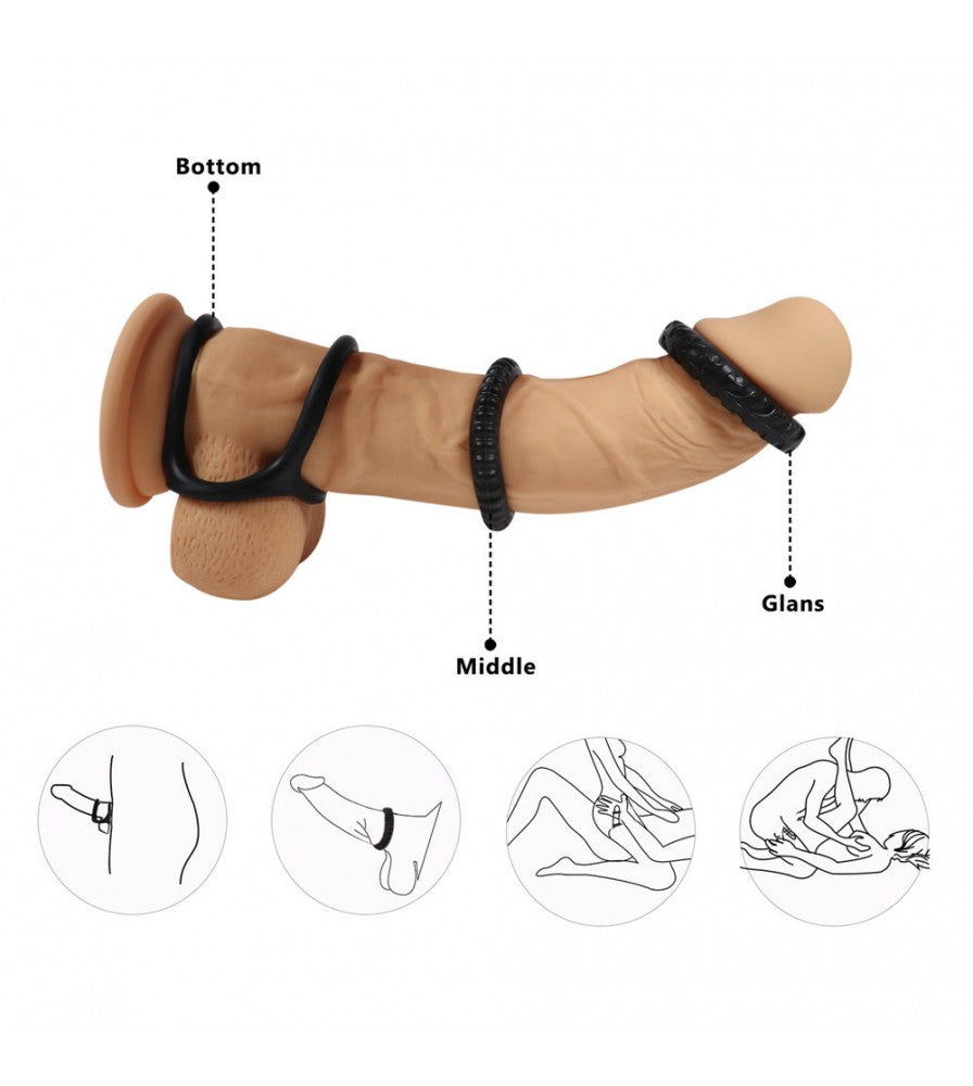 1.1-Inch Stamina Trainer Erection Enhancer 4 Separated Penis Ring - Lusty Time