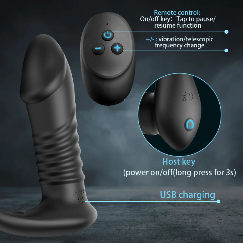 10 Thrilling Vibration 3 Thrusting Silicone Remote Control Cock Ring Anal Vibrator - Lusty Time