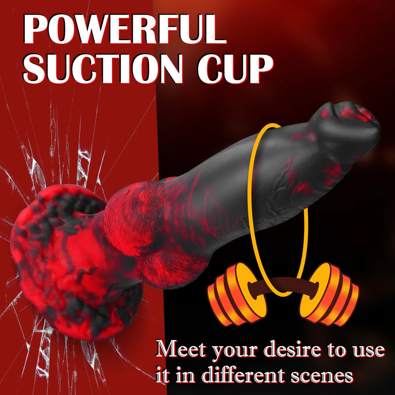 8.8 Inch Thrusting Vibrating Fantasy Knot Dildo -Black