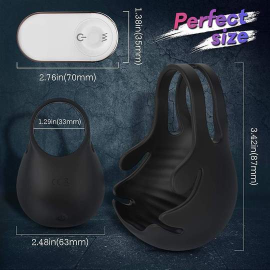 1.29-Inch 9-Speed Vibrating Penis Ring with Testicles Teaser - Lusty Time