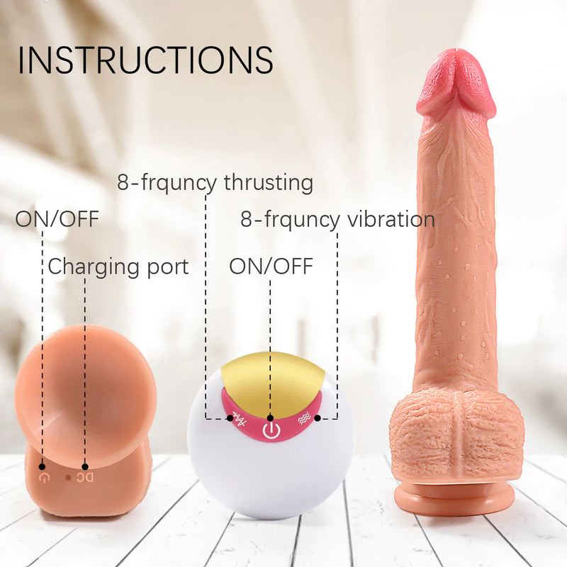 8 Vibration Modes Auto Huge Dildo 8.7 inch G-Spot Thrusting - Lusty Time