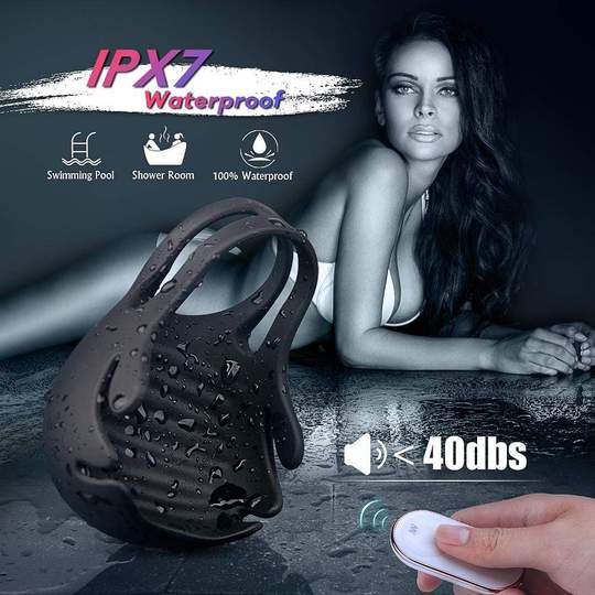 1.29-Inch 9-Speed Vibrating Penis Ring with Testicles Teaser - Lusty Time