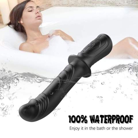 Vibrating Vaginal & Anal Dildo with Handle - Lusty Time