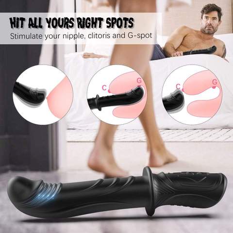 Vibrating Vaginal & Anal Dildo with Handle - Lusty Time