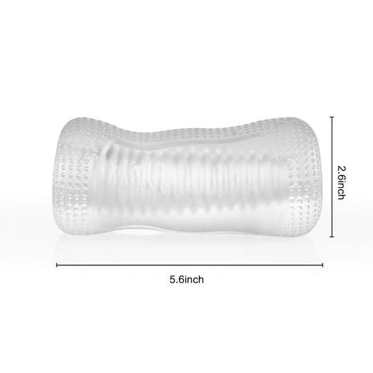 5.6” Clear Tapered Threaded Channel Male Masturbator - Lusty Time